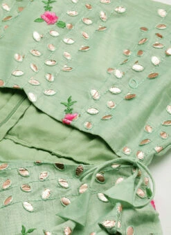 Green Chanderi Embroidered Jumpsuit Festive Wear Party Wear 12 Green Chanderi Embroidered Jumpsuit Festive Wear Party Wear -Indo Clothing Shop Green Chanderi Embroidered Jumpsuit DRBS02207361 rrc1