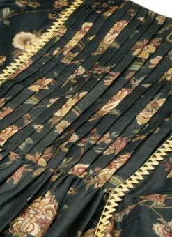 Green Chanderi Printed Floral Maxi Dress Festive Wear 12 Green Chanderi Printed Floral Maxi Dress Festive Wear -Indo Clothing Shop Green Chanderi Printed Floral Maxi Dress DRBS02111084 rrc1