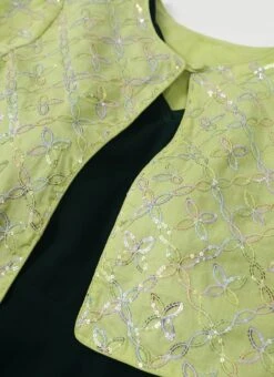 Green Cotton Embroidered Jacket Style Gown Festive Wear 12 Green Cotton Embroidered Jacket Style Gown Festive Wear -Indo Clothing Shop Green Cotton Embroidered Jacket Style Gown IWBS02301772 rrc1 1