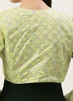 Green Cotton Embroidered Jacket Style Gown Festive Wear 13 Green Cotton Embroidered Jacket Style Gown Festive Wear -Indo Clothing Shop Green Cotton Embroidered Jacket Style Gown IWBS02301772 rrc2 1
