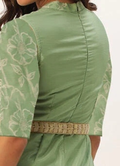 Green Digital Print Chinon Jumpsuit Festive Wear -Indo Clothing Shop Green Digital Print Chinon Jumpsuit DRBS02309152 rrc2