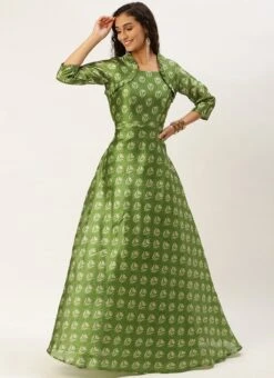 Green Digital Printed Maxi Dress Festive Wear -Indo Clothing Shop Green Digital Printed Maxi Dress DRBS02212566 u