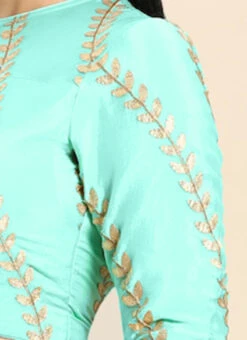 Green Embroidered Chiffon Blouse Festive Wear -Indo Clothing Shop Green Embroidered Chiffon Blouse BLBS02303762 rrc3