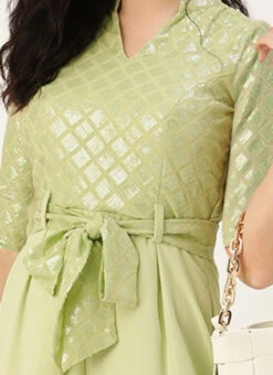 Green Embroidered Collar Neck Jumpsuit Party Wear -Indo Clothing Shop Green Embroidered Collar Neck Jumpsuit DRBS02307730 rrc1