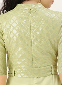 Green Embroidered Collar Neck Jumpsuit Party Wear -Indo Clothing Shop Green Embroidered Collar Neck Jumpsuit DRBS02307730 rrc2