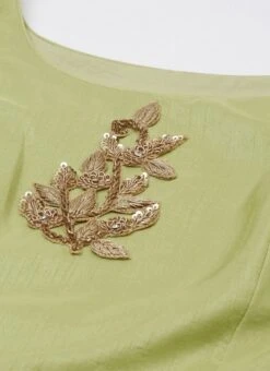 Green Embroidered Floor Length Gathers Dress After Six Wear -Indo Clothing Shop Green Embroidered Floor Length Gathers Dress DRBS02012712 rrc1