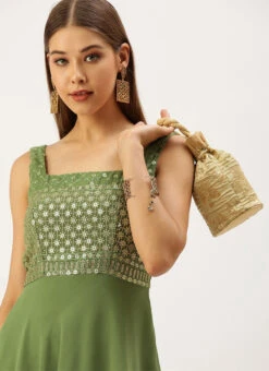 Green Embroidered Georgette Layered Gown Festive Wear Party Wear 12 Green Embroidered Georgette Layered Gown Festive Wear Party Wear -Indo Clothing Shop Green Embroidered Georgette Layered Gown IWBS02203612 rrc1