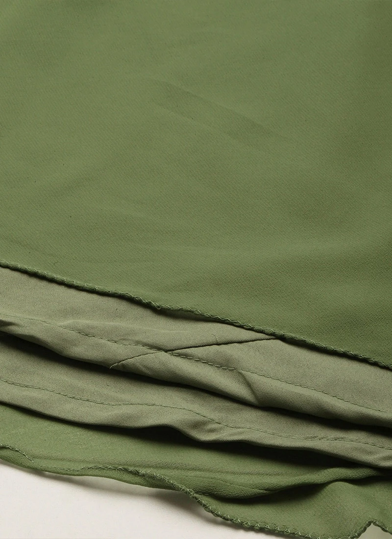 Green Embroidered Georgette Layered Gown Festive Wear Party Wear 8 Green Embroidered Georgette Layered Gown Festive Wear Party Wear - Image 8