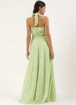 Green Embroidered Georgette Maxi Dress Festive Wear 11 Green Embroidered Georgette Maxi Dress Festive Wear -Indo Clothing Shop Green Embroidered Georgette Maxi Dress DRBS02207318 b