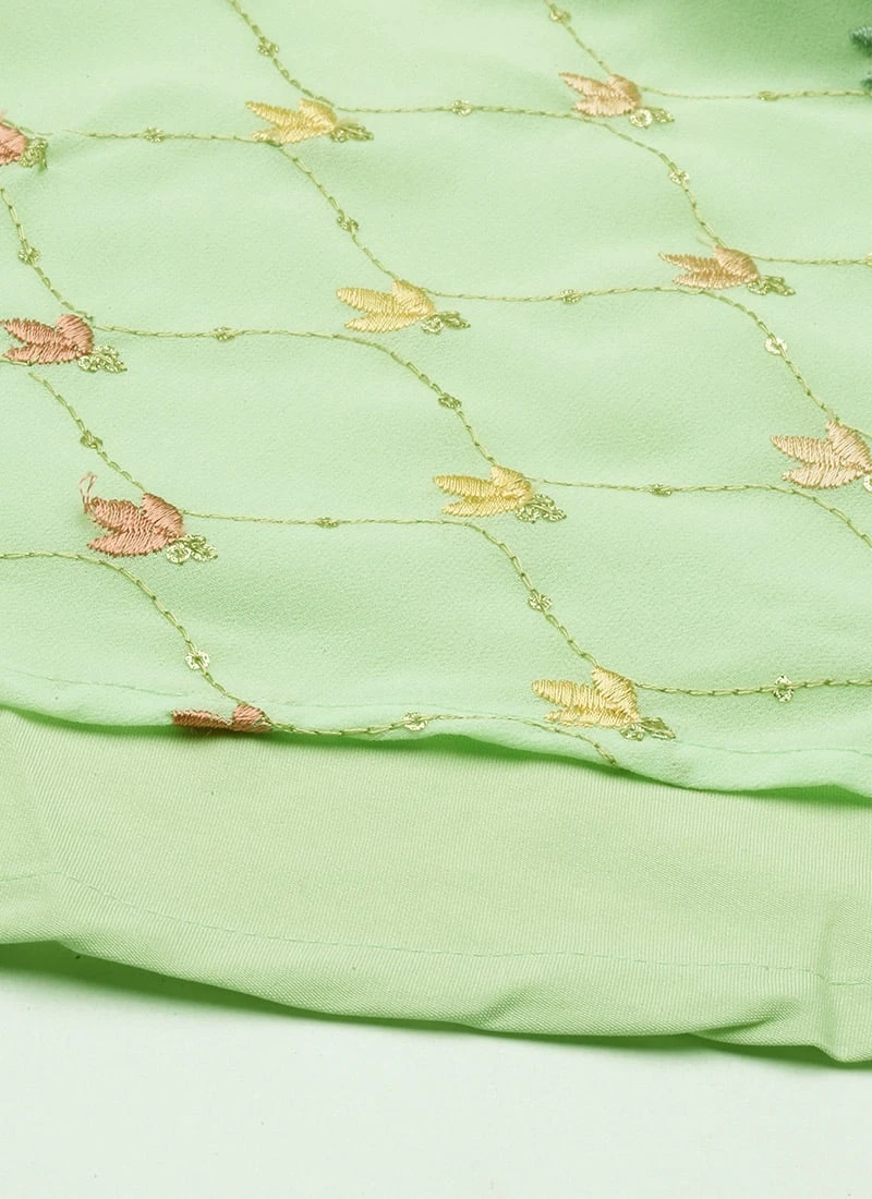 Green Embroidered Georgette Maxi Dress Festive Wear 8 Green Embroidered Georgette Maxi Dress Festive Wear - Image 8