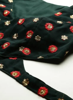 Green Embroidered Georgette Overlapped Blouse Party Wear -Indo Clothing Shop Green Embroidered Georgette Overlapped Blouse BLBS02305196 rrc1