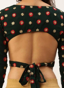 Green Embroidered Georgette Overlapped Blouse Party Wear -Indo Clothing Shop Green Embroidered Georgette Overlapped Blouse BLBS02305196 rrc2