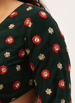 Green Embroidered Georgette Overlapped Blouse Party Wear -Indo Clothing Shop Green Embroidered Georgette Overlapped Blouse BLBS02305196 rrc4