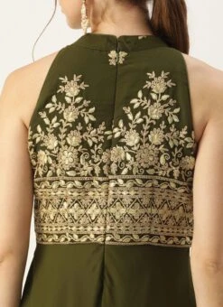 Green Embroidered Halter Neck Gown Festive Wear 13 Green Embroidered Halter Neck Gown Festive Wear -Indo Clothing Shop Green Embroidered Halter Neck Gown IWBS02305137 rrc2