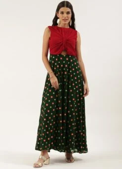 Green Embroidered N Maroon Twisted Bodice Dress Festive Wear 10 Green Embroidered N Maroon Twisted Bodice Dress Festive Wear -Indo Clothing Shop Green Embroidered N Maroon Twisted Bodice Dress DRBS02206212 u