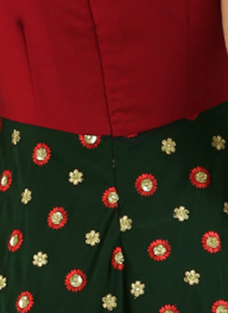 Green Embroidered N Maroon Twisted Bodice Dress Festive Wear 7 Green Embroidered N Maroon Twisted Bodice Dress Festive Wear - Image 7