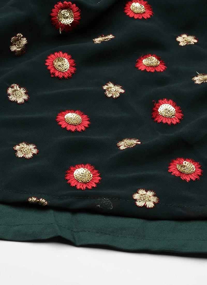 Green Embroidered N Maroon Twisted Bodice Dress Festive Wear 8 Green Embroidered N Maroon Twisted Bodice Dress Festive Wear - Image 8