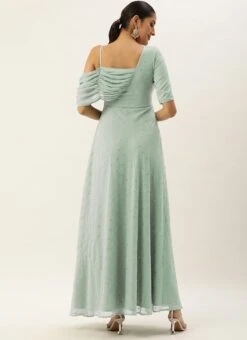Green Embroidered One Shoulder Style Gown Party Wear 11 Green Embroidered One Shoulder Style Gown Party Wear -Indo Clothing Shop Green Embroidered One Shoulder Style Gown IWBS02305134 b