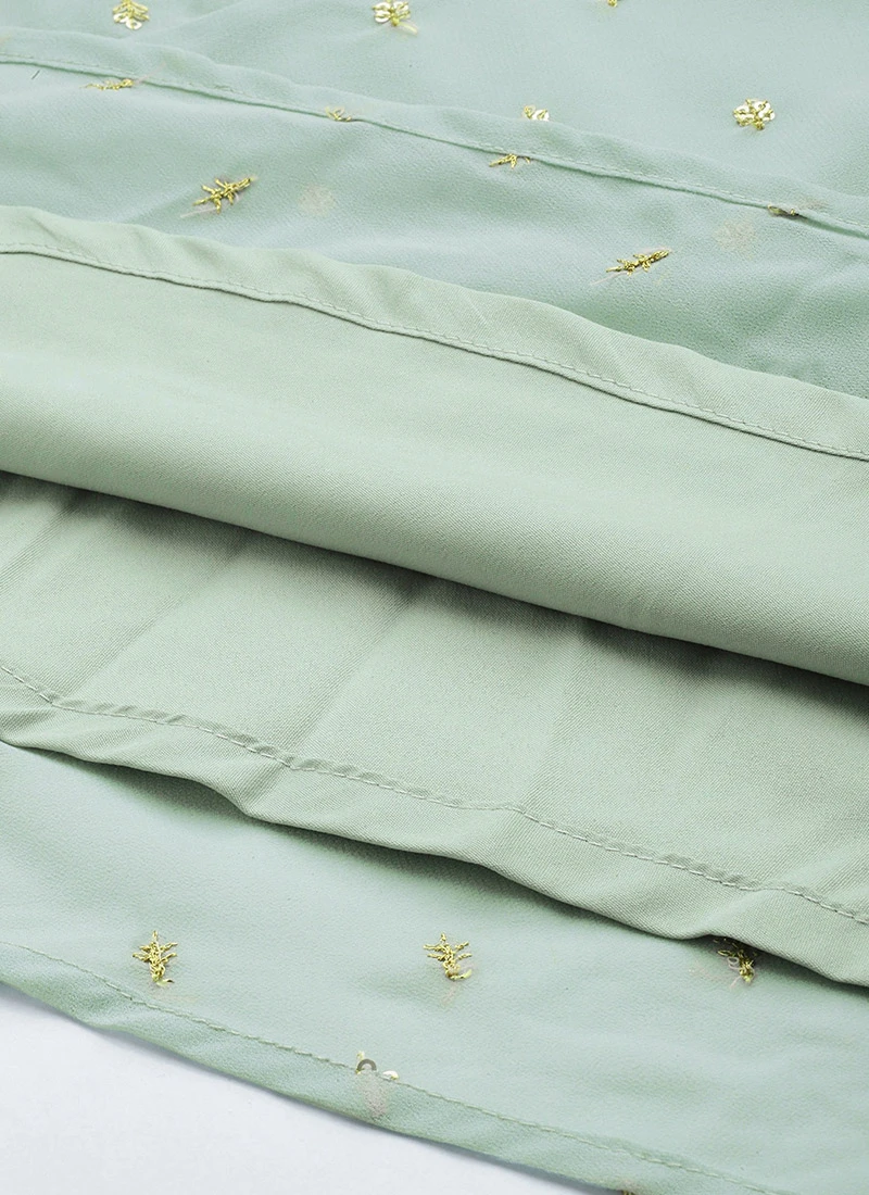 Green Embroidered One Shoulder Style Gown Party Wear 8 Green Embroidered One Shoulder Style Gown Party Wear - Image 8