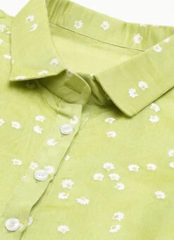 Green Foil Printed Shirt Dress After Six Wear 12 Green Foil Printed Shirt Dress After Six Wear -Indo Clothing Shop Green Foil Printed Shirt Dress DRBS02205849 rrc1