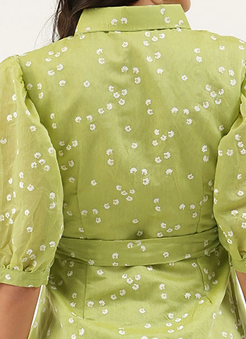 Green Foil Printed Shirt Dress After Six Wear 7 Green Foil Printed Shirt Dress After Six Wear - Image 7