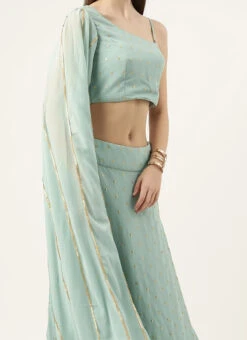 Skirt From Green Georgette Embroidered Crop Top N Skirt Set After Six Wear