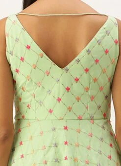 Green Georgette Embroidered Dress Party Wear -Indo Clothing Shop Green Georgette Embroidered Dress DRBS02209667 rrc2
