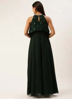 Green Georgette Embroidered Dress Festive Wear -Indo Clothing Shop Green Georgette Embroidered Dress DRBS02212609 b