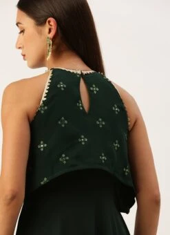 Green Georgette Embroidered Dress Festive Wear -Indo Clothing Shop Green Georgette Embroidered Dress DRBS02212609 rrc2