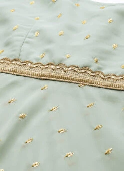 Bottom From Green Georgette Embroidered Gharara Set After Six Wear -Indo Clothing Shop Green Georgette Embroidered Gharara Set KSBS02303647 rrc1 2