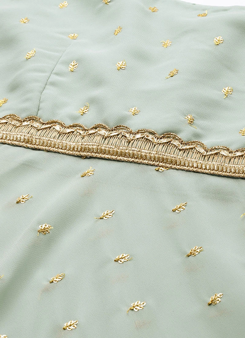 Green Georgette Embroidered Gharara Set Festive Wear 5 Green Georgette Embroidered Gharara Set Festive Wear - Image 5