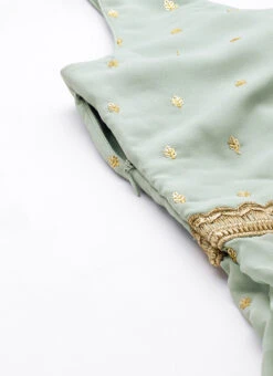 Bottom From Green Georgette Embroidered Gharara Set After Six Wear -Indo Clothing Shop Green Georgette Embroidered Gharara Set KSBS02303647 rrc3 2