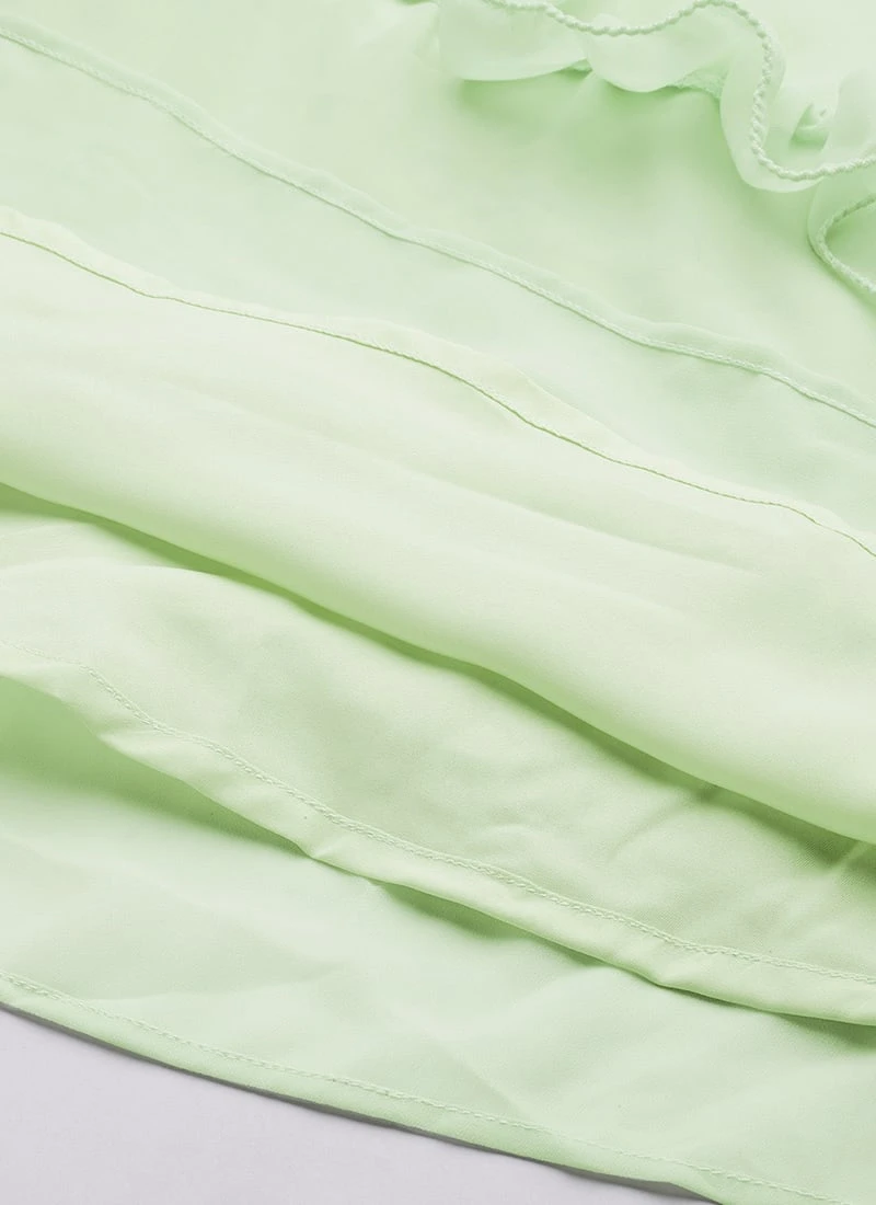 Green Georgette Embroidered Ruffle Maxi Dress Festive Wear 8 Green Georgette Embroidered Ruffle Maxi Dress Festive Wear - Image 8