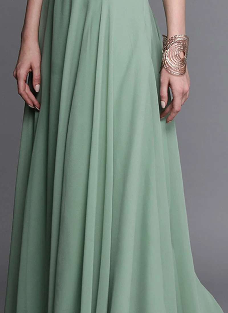 Green Georgette Full Circular Skirt Festive Wear 1 Green Georgette Full Circular Skirt Festive Wear