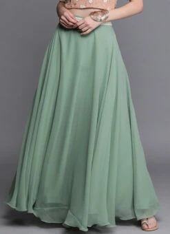 Green Georgette Full Circular Skirt Festive Wear 10 Green Georgette Full Circular Skirt Festive Wear -Indo Clothing Shop Green Georgette Full Circular Skirt WBBS02307535 u