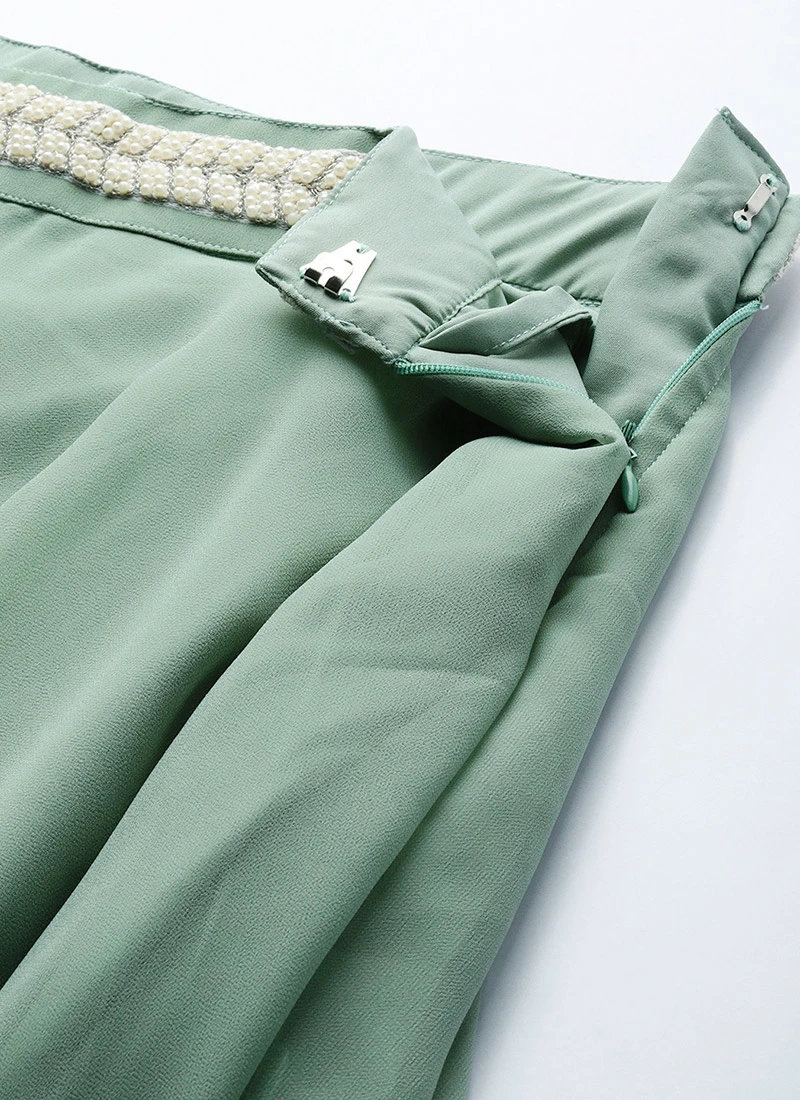 Green Georgette Full Circular Skirt Festive Wear 5 Green Georgette Full Circular Skirt Festive Wear - Image 5
