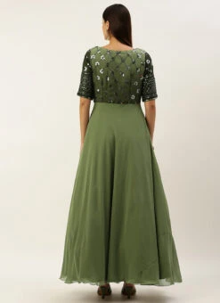 Green Georgette Sequins Embroidery Gown Festive Wear 11 Green Georgette Sequins Embroidery Gown Festive Wear -Indo Clothing Shop Green Georgette Sequins Embroidery Gown IWBS02301765 b