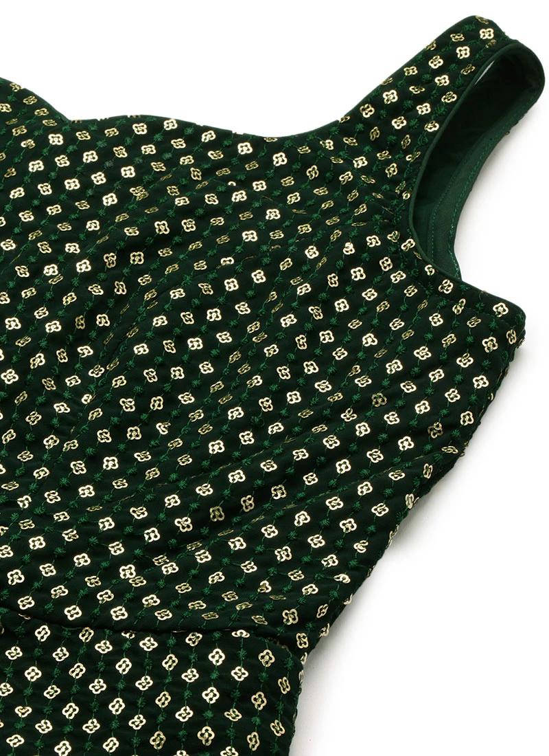 Green Georgette Sequins Jumpsuit Festive Wear 5 Green Georgette Sequins Jumpsuit Festive Wear - Image 5