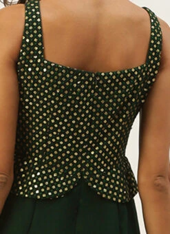 Green Georgette Sequins Jumpsuit Festive Wear 13 Green Georgette Sequins Jumpsuit Festive Wear -Indo Clothing Shop Green Georgette Sequins Jumpsuit DRBS02208424 rrc2