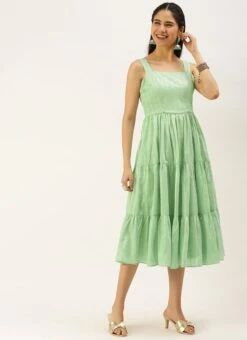 Green Jacquard Nylon Dress After Six Wear 10 Green Jacquard Nylon Dress After Six Wear -Indo Clothing Shop Green Jacquard Nylon Dress DRBS02206268 u