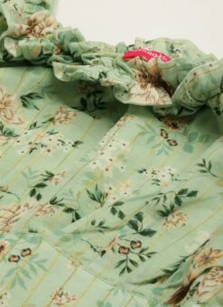 Green Muslin Off Shoulder Dress Festive Wear -Indo Clothing Shop Green Muslin Off Shoulder Dress DRBS02208479 rrc1