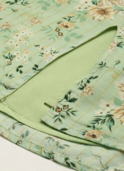 Green Muslin Off Shoulder Dress Festive Wear -Indo Clothing Shop Green Muslin Off Shoulder Dress DRBS02208479 rrc3