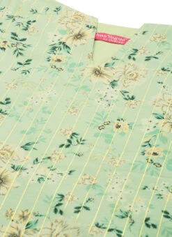 Green Muslin Printed Calf Length Kurta Set After Six Wear -Indo Clothing Shop Green Muslin Printed Calf Length Kurta Set KSBS02108637 rrc1