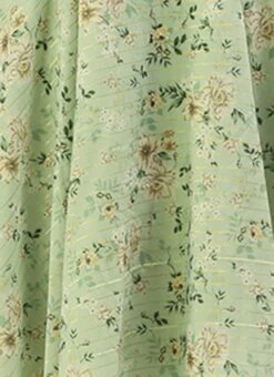 Green Muslin Printed Mini Dress Party Wear -Indo Clothing Shop Green Muslin Printed Mini Dress DRBS02208445 rrc3