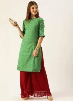 Green N Maroon A Line Palazzo Set Festive Wear 10 Green N Maroon A Line Palazzo Set Festive Wear -Indo Clothing Shop Green N Maroon A Line Palazzo Set KSBS02107558 u