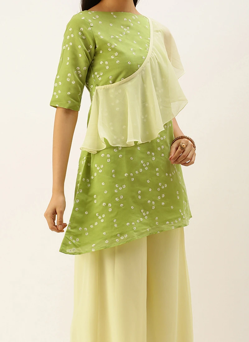 Green N Off White Printed Kurta Set Festive Wear 1 Green N Off White Printed Kurta Set Festive Wear