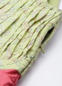 Green N Pink Cotton Sequins Embroidery Maxi Dress Festive Wear -Indo Clothing Shop Green N Pink Cotton Sequins Embroidery Maxi Dress DRBS02212595 rrc3