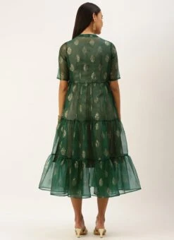 Green Organza Foil Printed Jacket Style Dress Festive Wear 11 Green Organza Foil Printed Jacket Style Dress Festive Wear -Indo Clothing Shop Green Organza Foil Printed Jacket Style Dress DRBS02209702 b