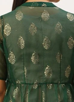 Green Organza Foil Printed Jacket Style Dress Festive Wear 13 Green Organza Foil Printed Jacket Style Dress Festive Wear -Indo Clothing Shop Green Organza Foil Printed Jacket Style Dress DRBS02209702 rrc2
