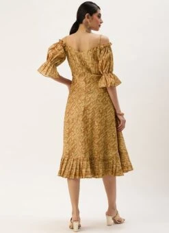 Green Printed Art Silk Cotton Maxi Dress After Six Wear -Indo Clothing Shop Green Printed Art Silk Cotton Maxi Dress DRBS02209822 b 1